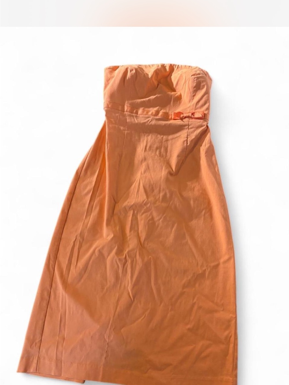 Express Strapless Coral-Orange Midi Dress